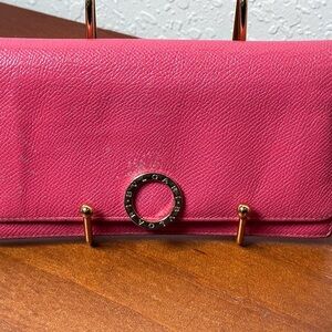 Bulgari Pink Wallet With Red Interior